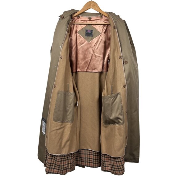 NWT J.G. Chappel London England Tan Wool Lined Double Breasted Trench Coat Sz 40 - Picture 3 of 11